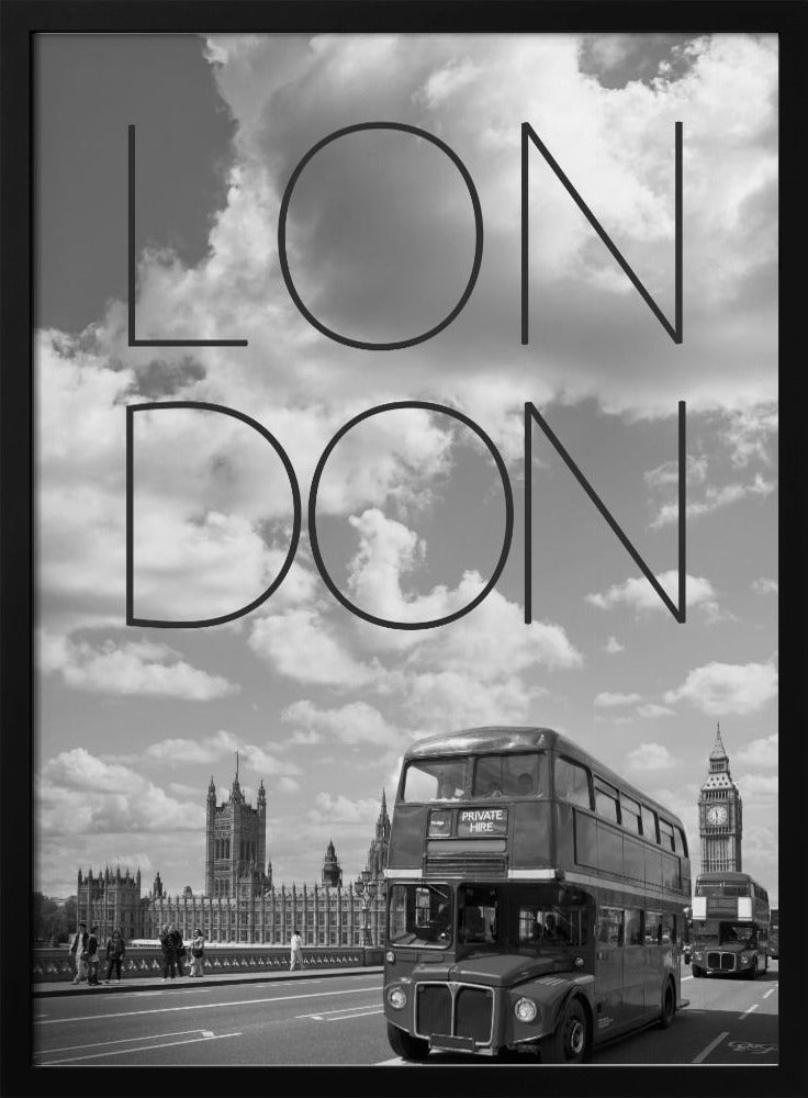 Busses in London | Text & Skyline Poster